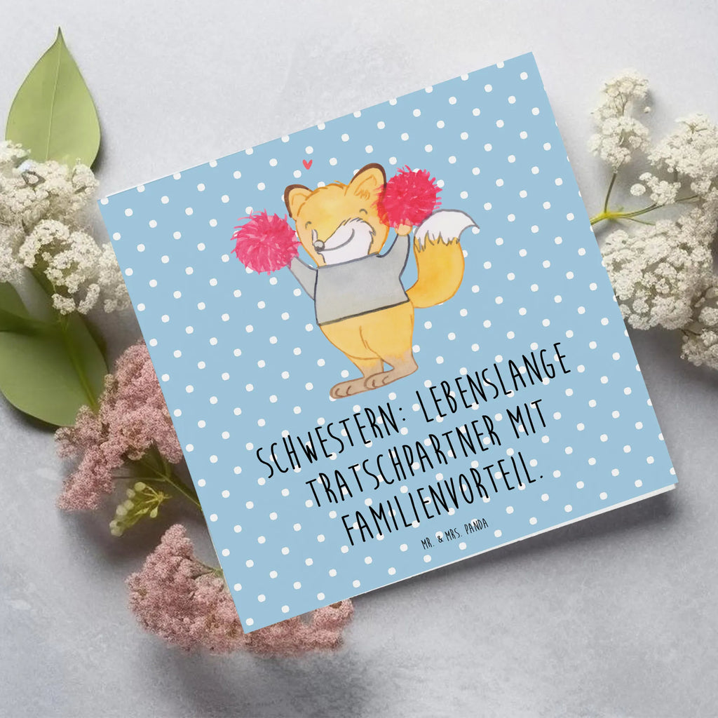 Deluxe Karte Schwestern Tratschpartner Hochzeitskarte, Karte, Hochwertige Klappkarte, Grußkarte, Glückwunschkarte, Einladungskarte, Geburtstagskarte, Hochwertige Grußkarte, Klappkarte, Familie, Vatertag, Muttertag, Bruder, Schwester, Mama, Papa, Oma, Opa