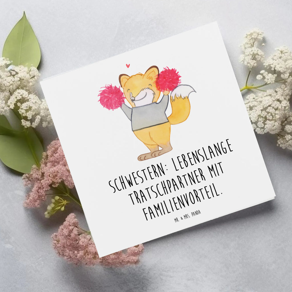 Deluxe Karte Schwestern Tratschpartner Hochzeitskarte, Karte, Hochwertige Klappkarte, Grußkarte, Glückwunschkarte, Einladungskarte, Geburtstagskarte, Hochwertige Grußkarte, Klappkarte, Familie, Vatertag, Muttertag, Bruder, Schwester, Mama, Papa, Oma, Opa