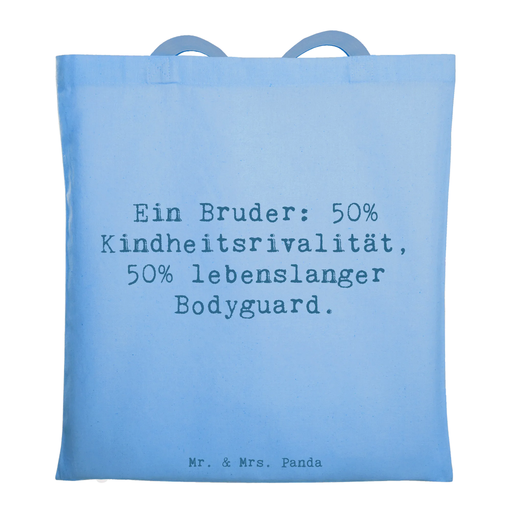 Tote bag Saying Ein Bruder: 50% Kindheitsrivalität, 50% lebenslanger Bodyguard. Beuteltasche, Beutel, Einkaufstasche, Jutebeutel, Stoffbeutel, Tasche, Shopper, Umhängetasche, Strandtasche, Schultertasche, Stofftasche, Tragetasche, Badetasche, Jutetasche, Einkaufstüte, Laptoptasche, Familie, Vatertag, Muttertag, Bruder, Schwester, Mama, Papa, Oma, Opa