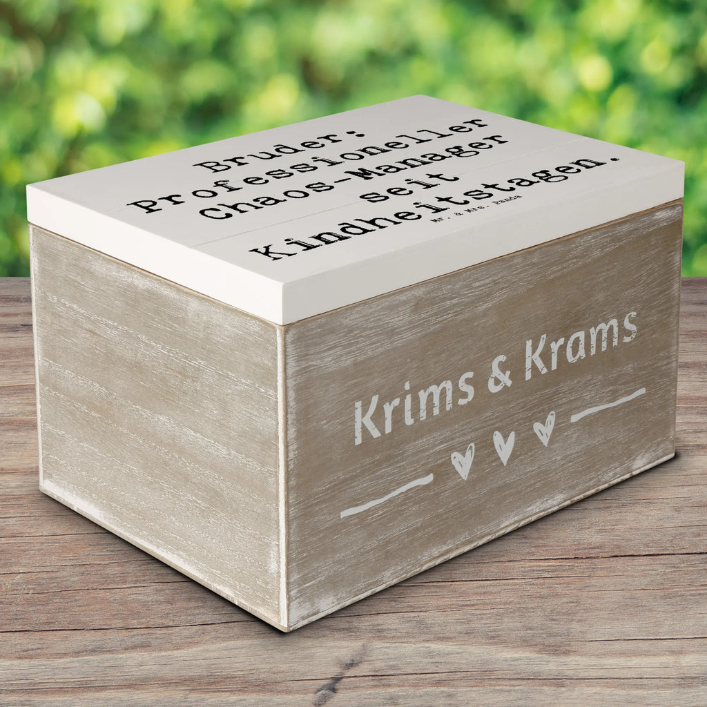 Holzkiste Spruch Bruder Chaos-Manager Truhe, Kiste, Schatzkiste, Erinnerungsbox, Schatulle, Dekokiste, Aufbewahrungsbox, Erinnerungskiste, Holzkiste, XXL, Geschenkdose, Geschenkbox, Familie, Vatertag, Muttertag, Bruder, Schwester, Mama, Papa, Oma, Opa