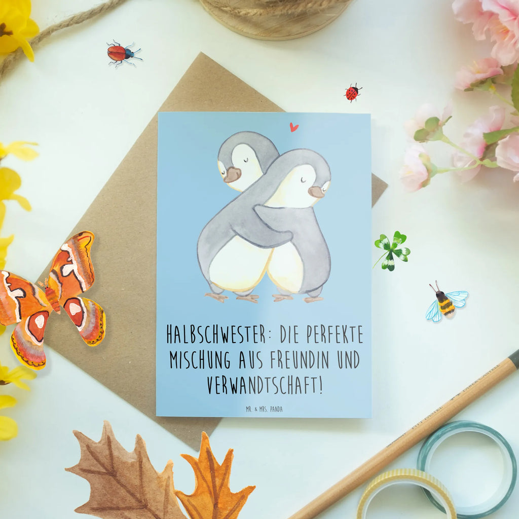 Grußkarte Halbschwester Glück Glückwunschkarte, Ansichtskarten, Klappkarte, Geburtstagskarte, Hochzeitskarte, Einladungskarte, Grußkarte, Karte, Familie, Vatertag, Muttertag, Bruder, Schwester, Mama, Papa, Oma, Opa