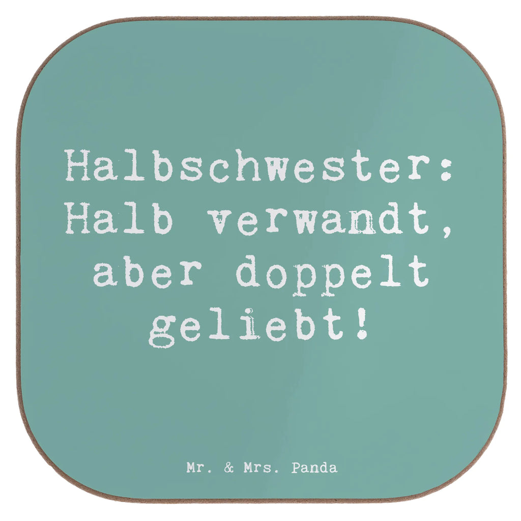 Square coaster Saying Halbschwester: Halb verwandt, aber doppelt geliebt! Glasuntersetzer, Untersetzer Design, Untersetzer Gläser, Untersetzer für Gläser, Untersetzer aus Holz, Korkuntersetzer, Untersetzer, Bierdeckel, Holzuntersetzer, Getränkeuntersetzer, Untersetzer Holz, Tassen Untersetzer, Familie, Vatertag, Muttertag, Bruder, Schwester, Mama, Papa, Oma, Opa