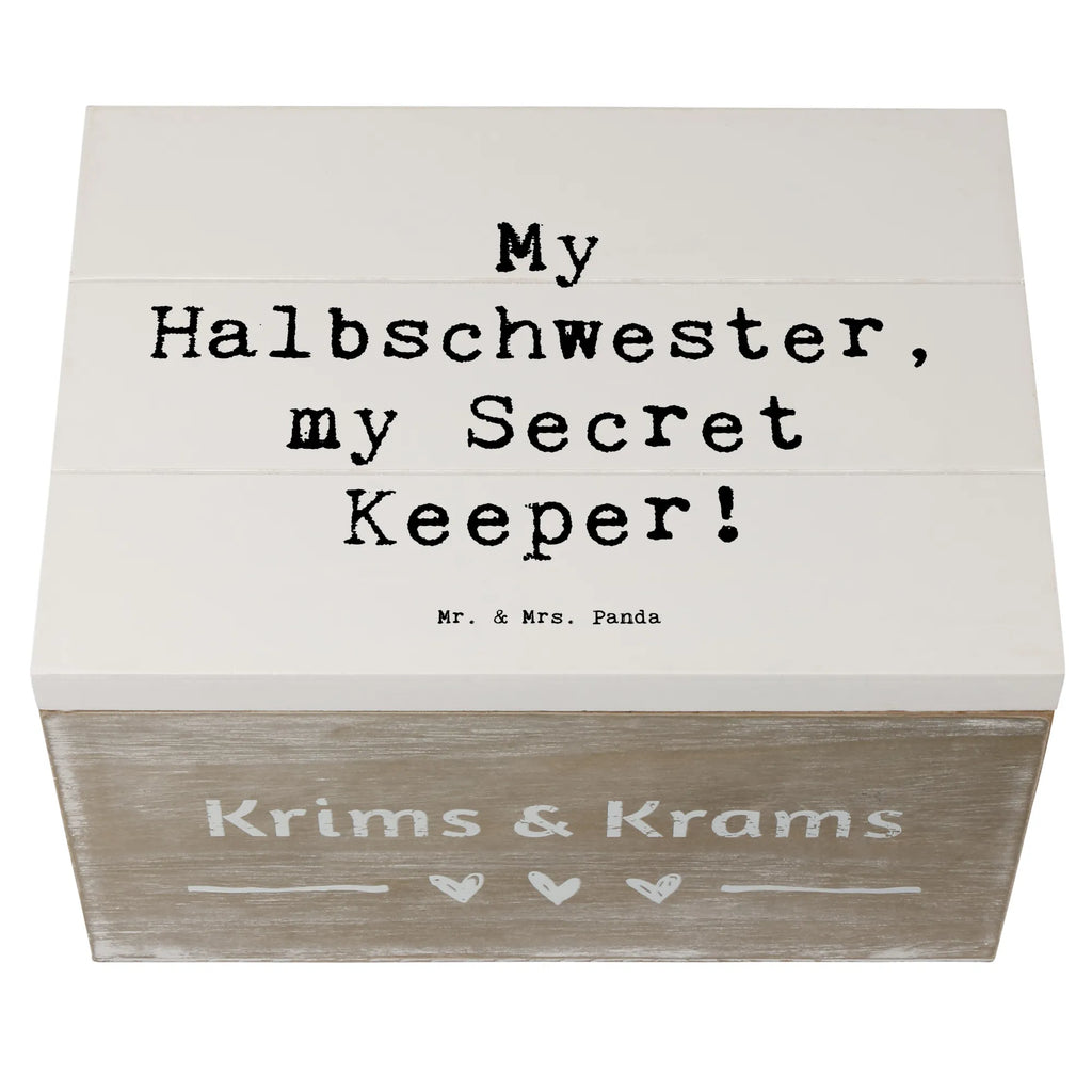 Wooden chest Saying My Halbschwester, my Secret Keeper! Geschenkdose, Erinnerungsbox, XXL, Aufbewahrungsbox, Dekokiste, Truhe, Geschenkbox, Holzkiste, Kiste, Erinnerungskiste, Schatzkiste, Schatulle, Familie, Vatertag, Muttertag, Bruder, Schwester, Mama, Papa, Oma, Opa
