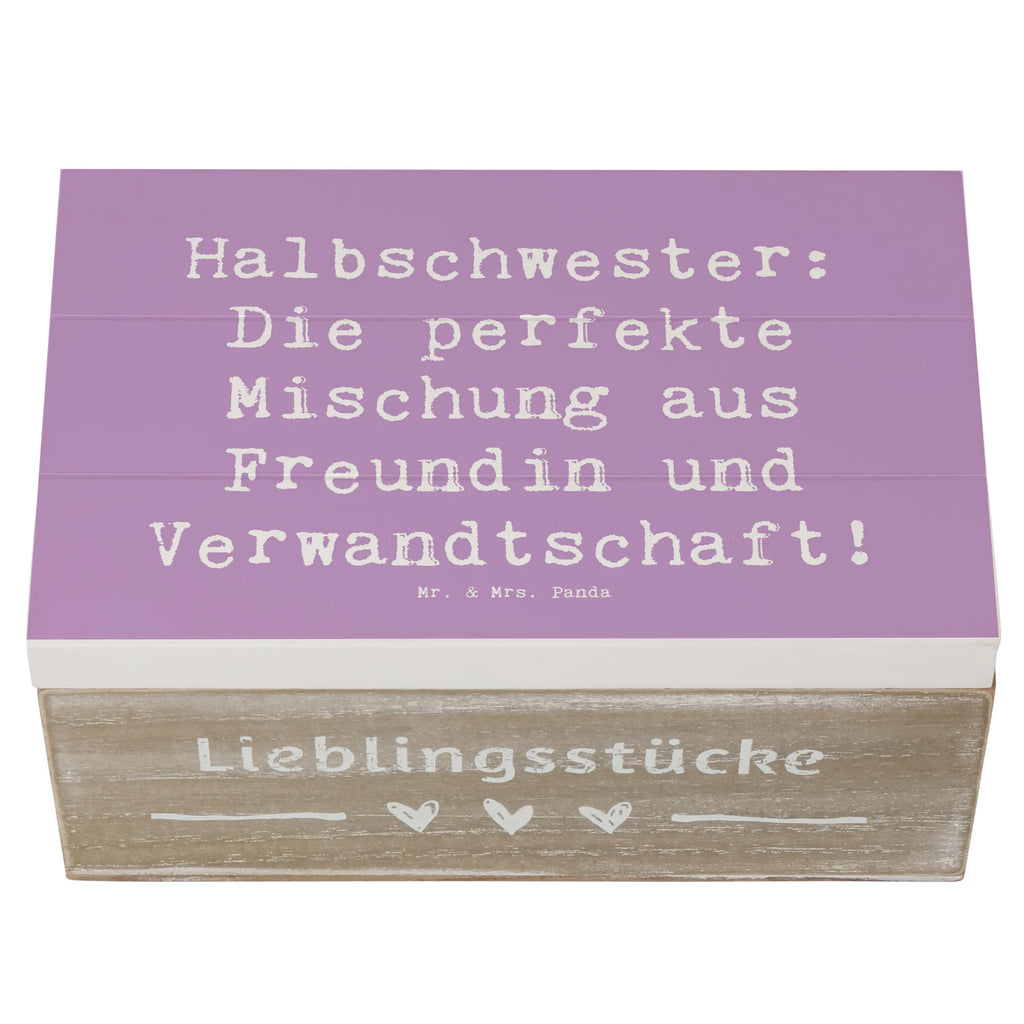 Wooden chest Saying Halbschwester: Die perfekte Mischung aus Freundin und Verwandtschaft! Aufbewahrungsbox, Erinnerungskiste, Schatzkiste, Erinnerungsbox, Schatulle, Kiste, Truhe, XXL, Dekokiste, Holzkiste, Geschenkdose, Geschenkbox, Familie, Vatertag, Muttertag, Bruder, Schwester, Mama, Papa, Oma, Opa