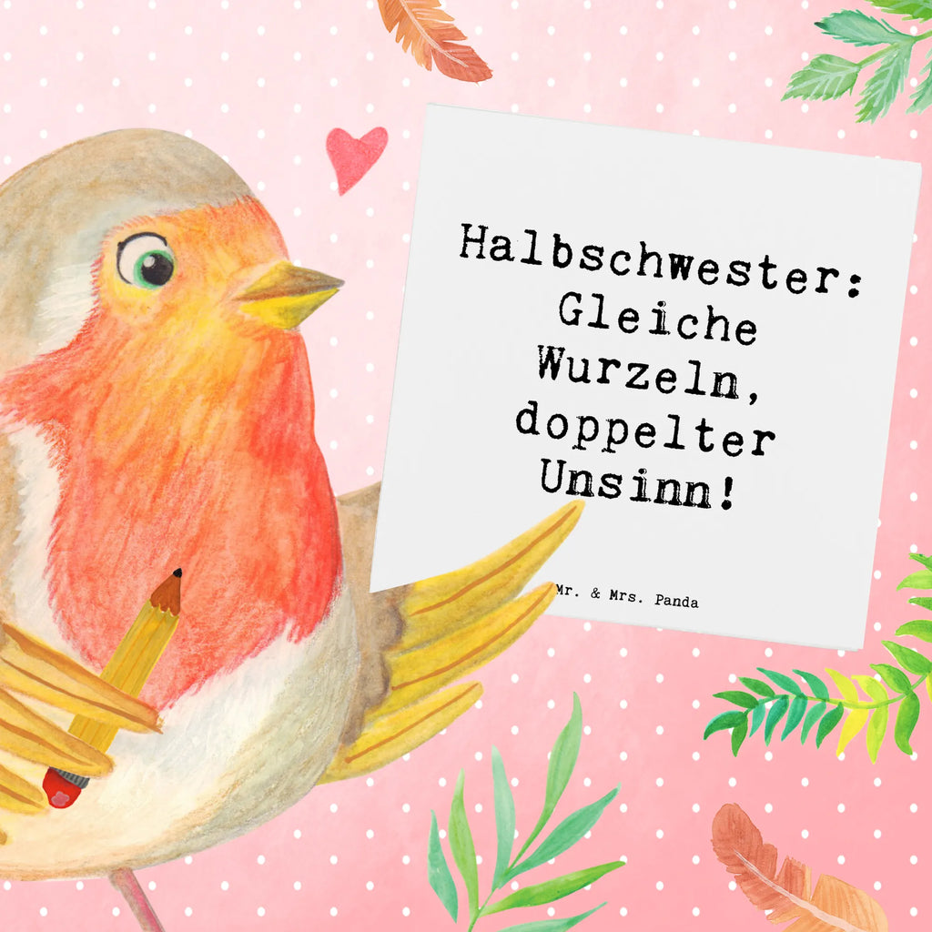 Deluxe Card Saying Halbschwester: Gleiche Wurzeln, doppelter Unsinn! Hochzeitskarte, Glückwunschkarte, Klappkarte, Grußkarte, Karte, Hochwertige Klappkarte, Einladungskarte, Hochwertige Grußkarte, Geburtstagskarte, Familie, Vatertag, Muttertag, Bruder, Schwester, Mama, Papa, Oma, Opa