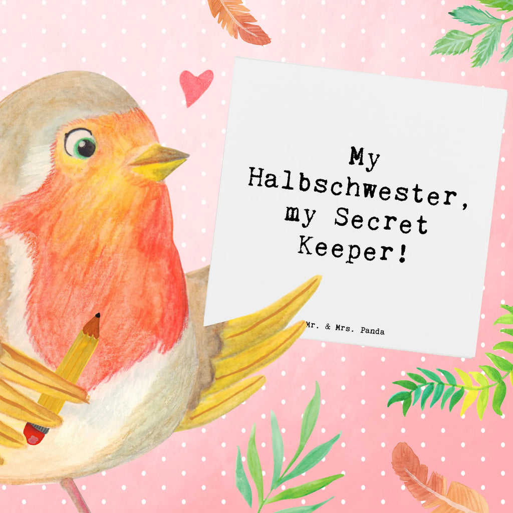 Deluxe Karte Spruch Halbschwester Geheimnishüter Karte, Hochwertige Grußkarte, Glückwunschkarte, Klappkarte, Hochzeitskarte, Geburtstagskarte, Hochwertige Klappkarte, Einladungskarte, Grußkarte, Familie, Vatertag, Muttertag, Bruder, Schwester, Mama, Papa, Oma, Opa