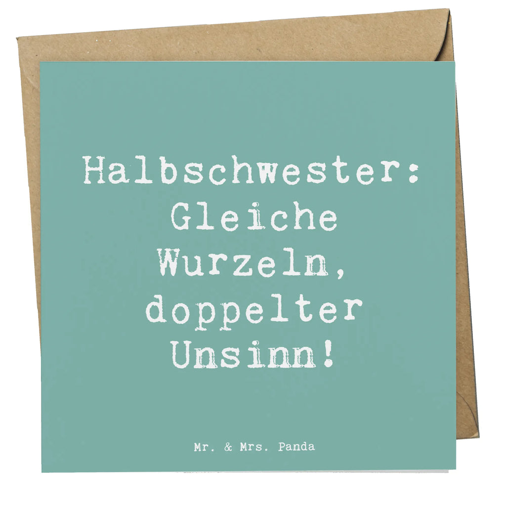 Deluxe Card Saying Halbschwester: Gleiche Wurzeln, doppelter Unsinn! Hochzeitskarte, Glückwunschkarte, Klappkarte, Grußkarte, Karte, Hochwertige Klappkarte, Einladungskarte, Hochwertige Grußkarte, Geburtstagskarte, Familie, Vatertag, Muttertag, Bruder, Schwester, Mama, Papa, Oma, Opa