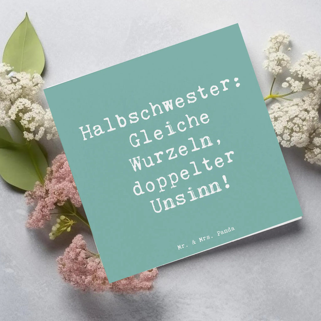 Deluxe Card Saying Halbschwester: Gleiche Wurzeln, doppelter Unsinn! Hochzeitskarte, Glückwunschkarte, Klappkarte, Grußkarte, Karte, Hochwertige Klappkarte, Einladungskarte, Hochwertige Grußkarte, Geburtstagskarte, Familie, Vatertag, Muttertag, Bruder, Schwester, Mama, Papa, Oma, Opa