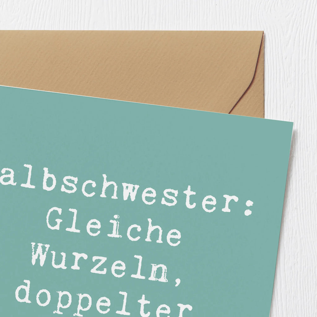 Deluxe Card Saying Halbschwester: Gleiche Wurzeln, doppelter Unsinn! Hochzeitskarte, Glückwunschkarte, Klappkarte, Grußkarte, Karte, Hochwertige Klappkarte, Einladungskarte, Hochwertige Grußkarte, Geburtstagskarte, Familie, Vatertag, Muttertag, Bruder, Schwester, Mama, Papa, Oma, Opa