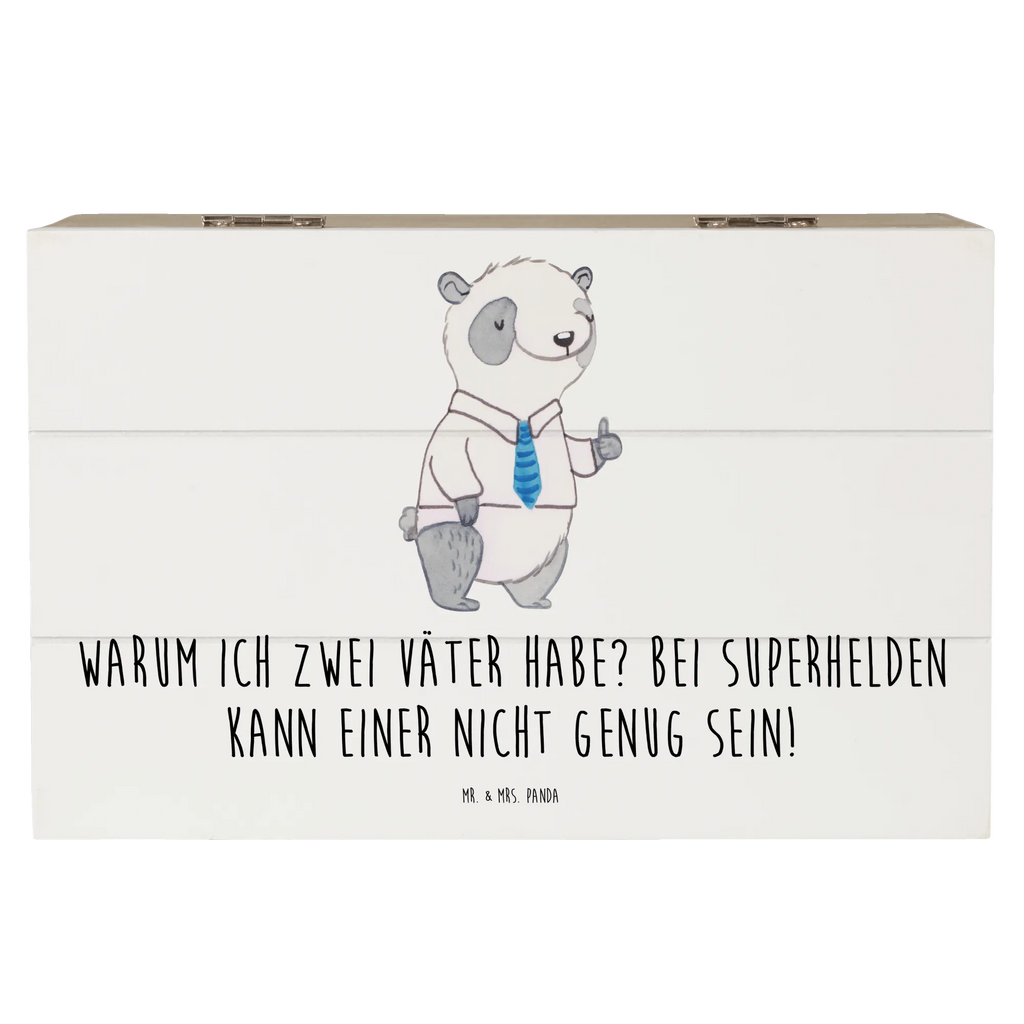 Wooden chest Warum ich zwei Väter habe? Bei Superhelden kann einer nicht genug sein! Holzkiste, Schatzkiste, Erinnerungskiste, Erinnerungsbox, Schatulle, Geschenkbox, Geschenkdose, Truhe, XXL, Dekokiste, Aufbewahrungsbox, Kiste, Familie, Vatertag, Muttertag, Bruder, Schwester, Mama, Papa, Oma, Opa