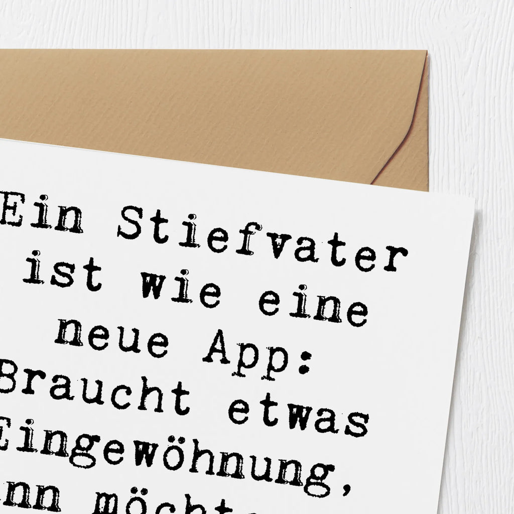 Deluxe Card Saying Ein Stiefvater ist wie eine neue App: Braucht etwas Eingewöhnung, dann möchte man ihn nicht mehr missen. Karte, Hochwertige Grußkarte, Einladungskarte, Glückwunschkarte, Hochwertige Klappkarte, Klappkarte, Geburtstagskarte, Grußkarte, Hochzeitskarte, Familie, Vatertag, Muttertag, Bruder, Schwester, Mama, Papa, Oma, Opa