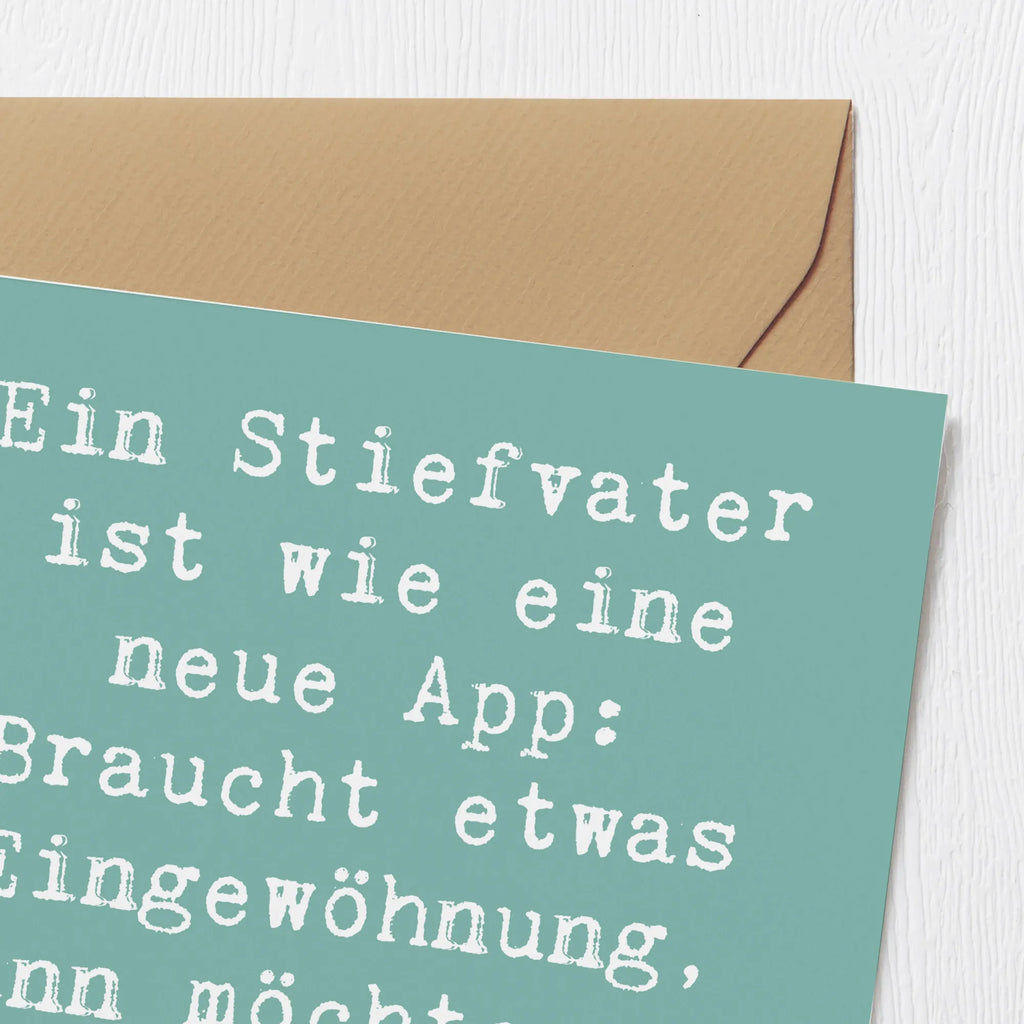 Deluxe Card Saying Ein Stiefvater ist wie eine neue App: Braucht etwas Eingewöhnung, dann möchte man ihn nicht mehr missen. Karte, Hochwertige Grußkarte, Einladungskarte, Glückwunschkarte, Hochwertige Klappkarte, Klappkarte, Geburtstagskarte, Grußkarte, Hochzeitskarte, Familie, Vatertag, Muttertag, Bruder, Schwester, Mama, Papa, Oma, Opa