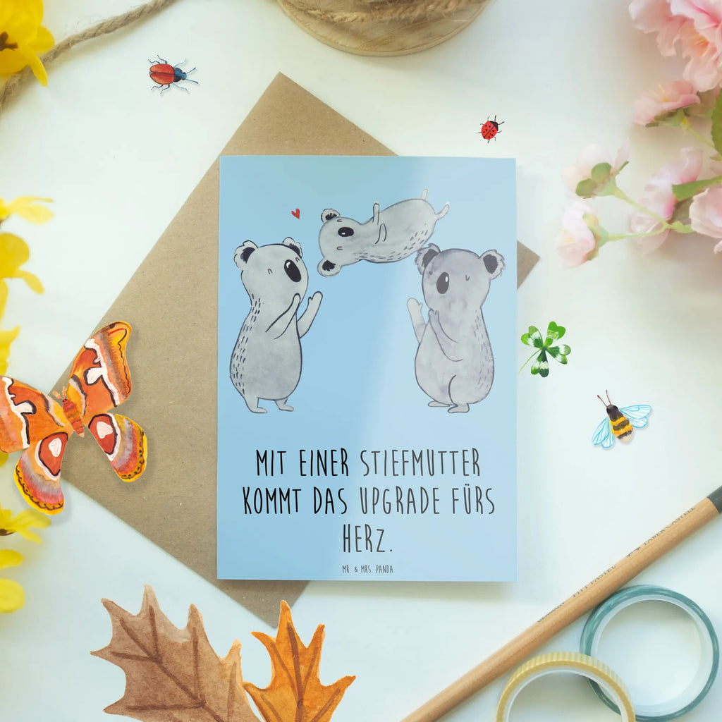 Greetings card Mit einer Stiefmutter kommt das Upgrade fürs Herz. Einladungskarte, Geburtstagskarte, Karte, Hochzeitskarte, Ansichtskarten, Glückwunschkarte, Grußkarte, Klappkarte, Familie, Vatertag, Muttertag, Bruder, Schwester, Mama, Papa, Oma, Opa