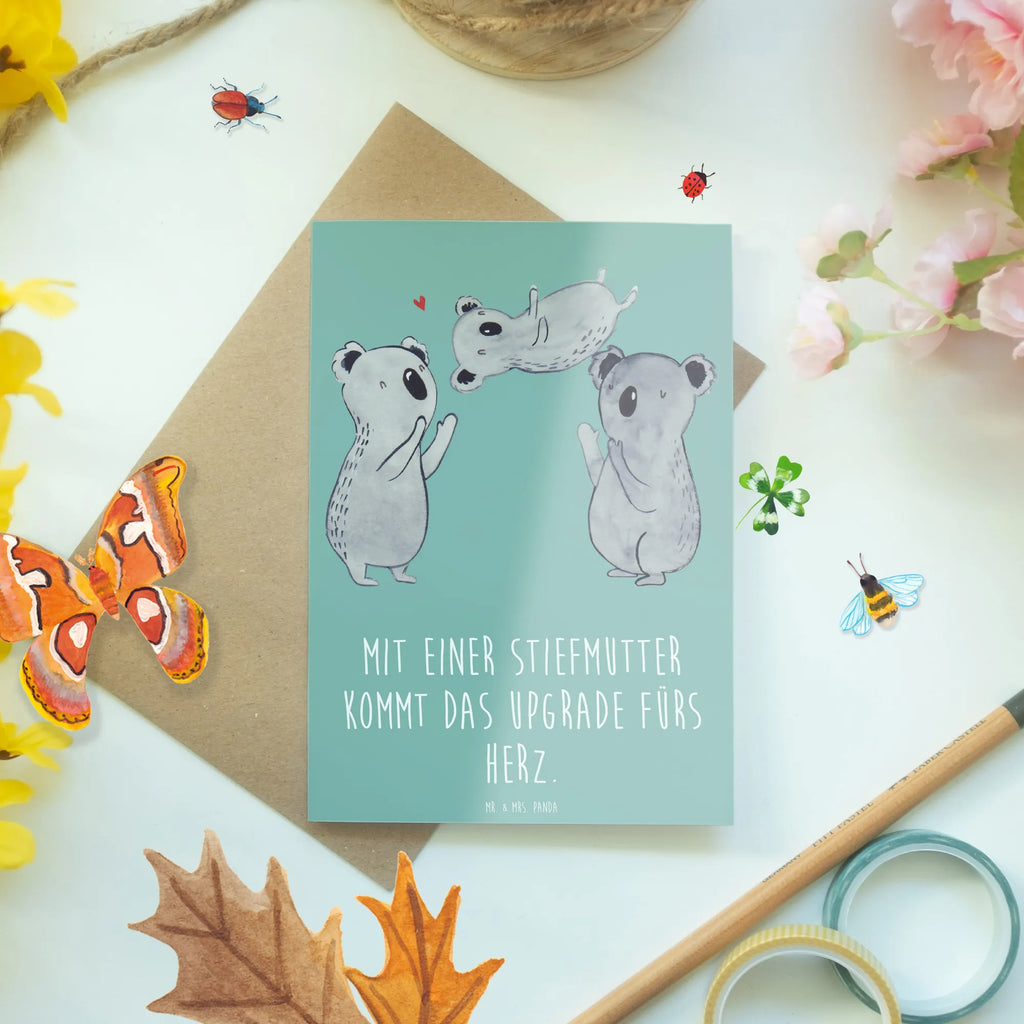 Greetings card Mit einer Stiefmutter kommt das Upgrade fürs Herz. Einladungskarte, Geburtstagskarte, Karte, Hochzeitskarte, Ansichtskarten, Glückwunschkarte, Grußkarte, Klappkarte, Familie, Vatertag, Muttertag, Bruder, Schwester, Mama, Papa, Oma, Opa
