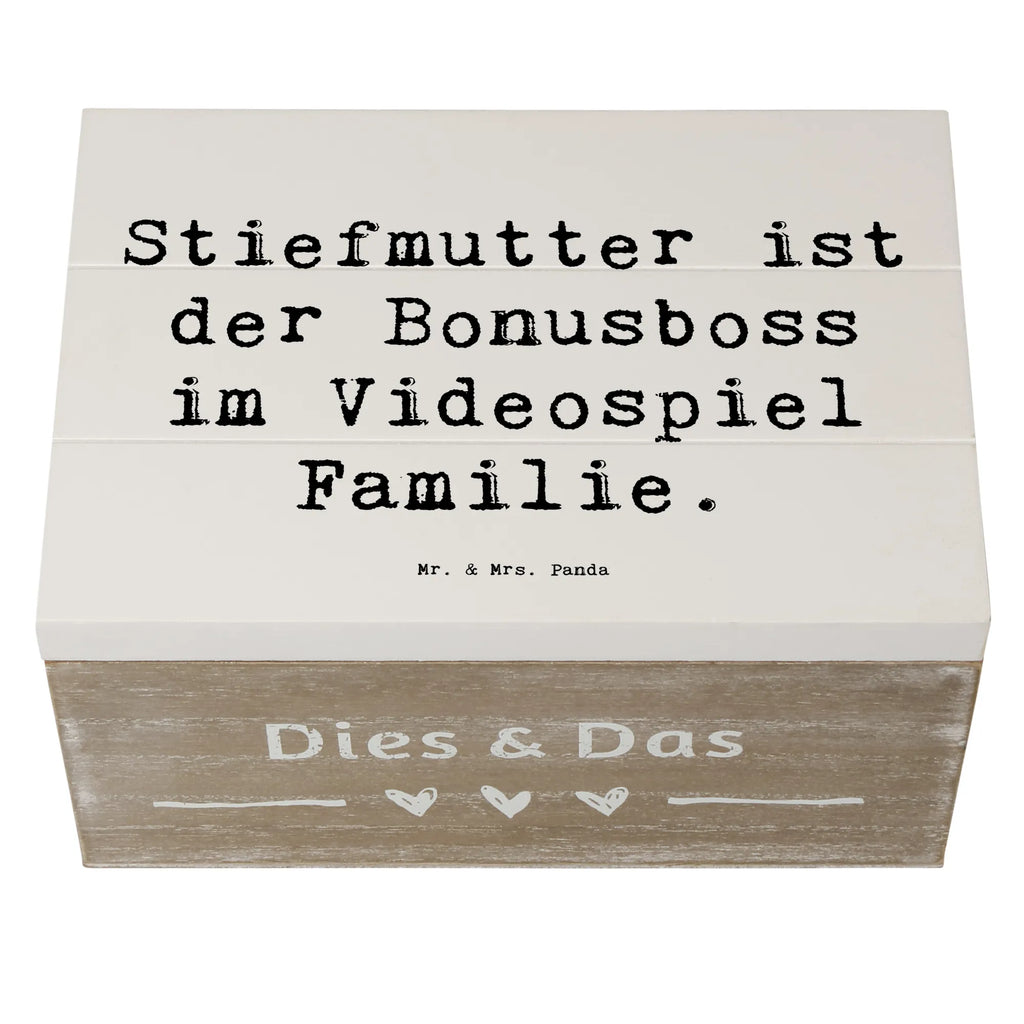 Holzkiste Spruch Stiefmutter Bonusboss Geschenkbox, XXL, Erinnerungsbox, Schatulle, Schatzkiste, Erinnerungskiste, Aufbewahrungsbox, Dekokiste, Kiste, Holzkiste, Truhe, Geschenkdose, Familie, Vatertag, Muttertag, Bruder, Schwester, Mama, Papa, Oma, Opa