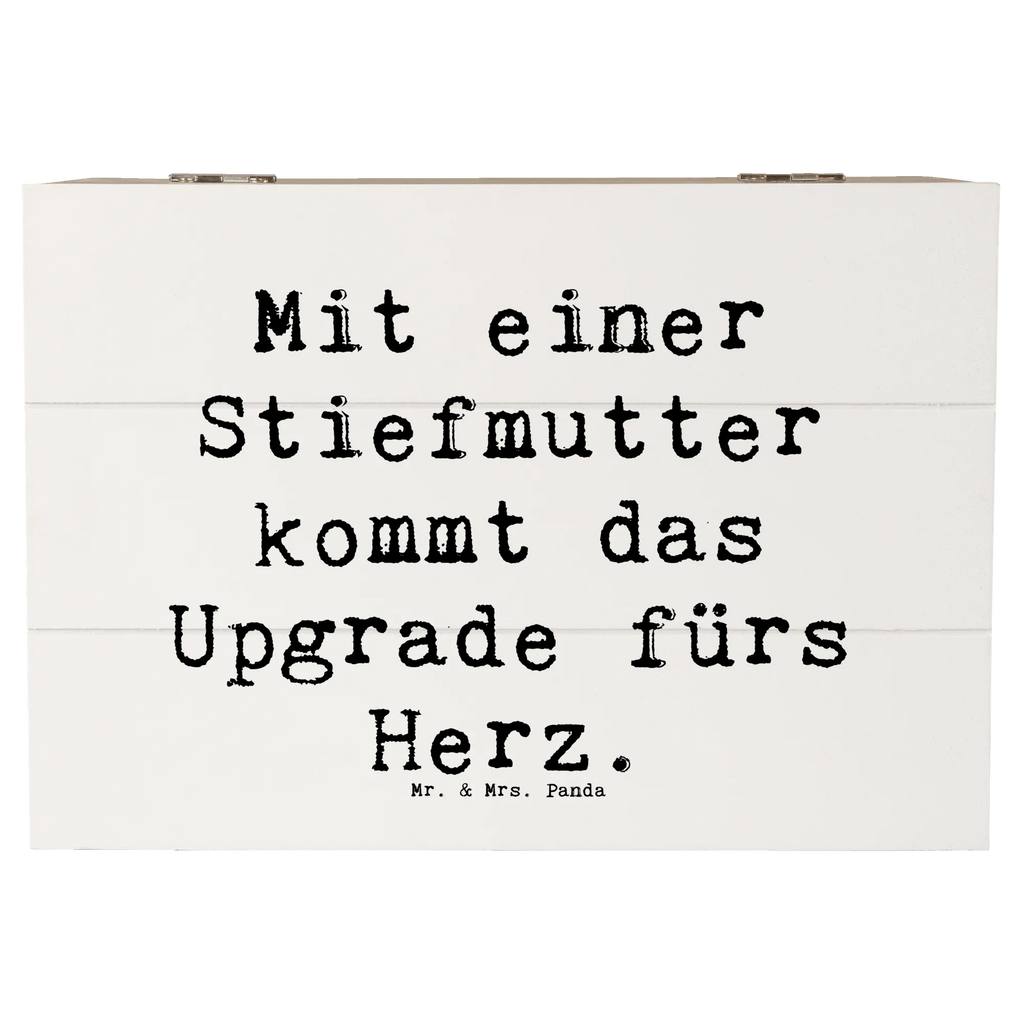 Wooden chest Saying Mit einer Stiefmutter kommt das Upgrade fürs Herz. Schatulle, Dekokiste, Holzkiste, Erinnerungsbox, Aufbewahrungsbox, XXL, Geschenkbox, Erinnerungskiste, Truhe, Schatzkiste, Geschenkdose, Kiste, Familie, Vatertag, Muttertag, Bruder, Schwester, Mama, Papa, Oma, Opa