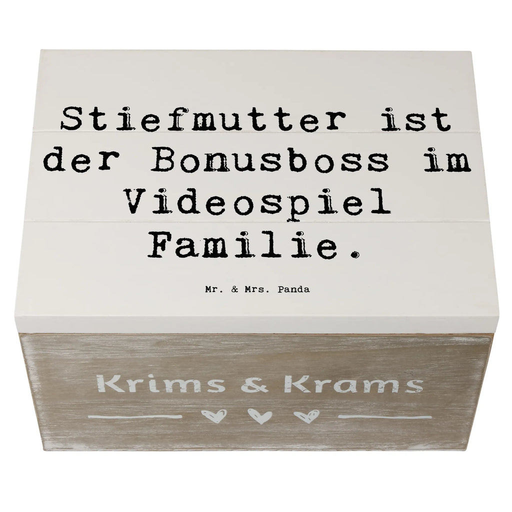 Holzkiste Spruch Stiefmutter Bonusboss Geschenkbox, XXL, Erinnerungsbox, Schatulle, Schatzkiste, Erinnerungskiste, Aufbewahrungsbox, Dekokiste, Kiste, Holzkiste, Truhe, Geschenkdose, Familie, Vatertag, Muttertag, Bruder, Schwester, Mama, Papa, Oma, Opa