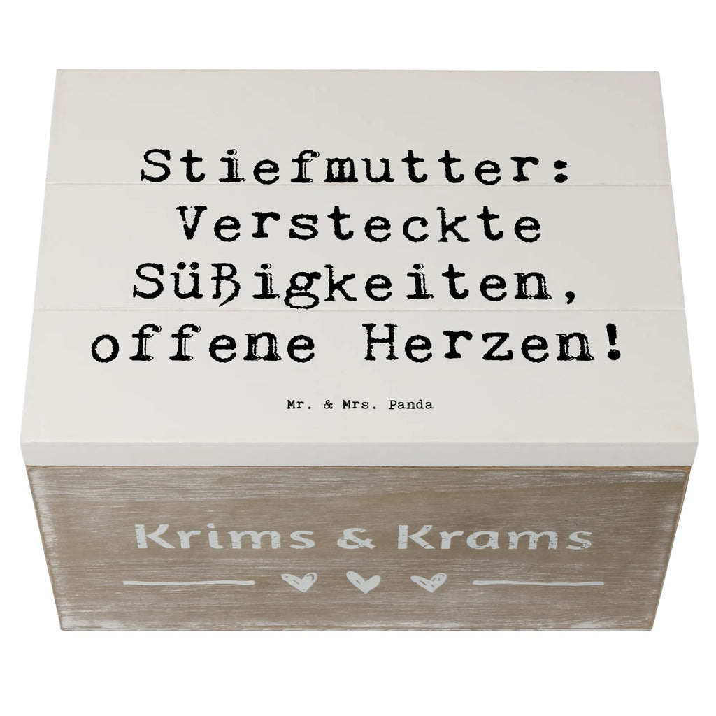 Wooden chest Saying Stiefmutter: Versteckte Süßigkeiten, offene Herzen! Kiste, Erinnerungsbox, Aufbewahrungsbox, Truhe, Schatzkiste, Erinnerungskiste, Dekokiste, Geschenkdose, XXL, Schatulle, Geschenkbox, Holzkiste, Familie, Vatertag, Muttertag, Bruder, Schwester, Mama, Papa, Oma, Opa