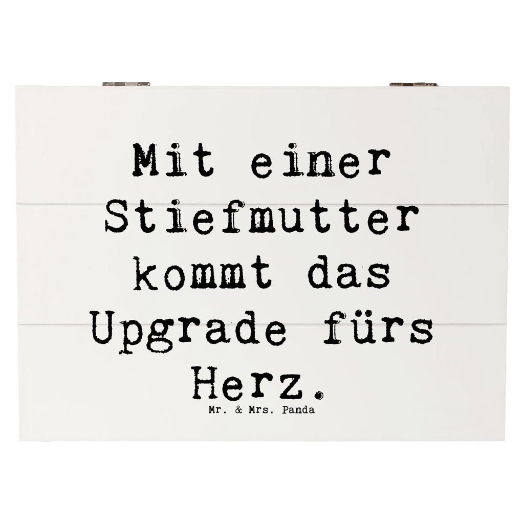 Wooden chest Saying Mit einer Stiefmutter kommt das Upgrade fürs Herz. Schatulle, Dekokiste, Holzkiste, Erinnerungsbox, Aufbewahrungsbox, XXL, Geschenkbox, Erinnerungskiste, Truhe, Schatzkiste, Geschenkdose, Kiste, Familie, Vatertag, Muttertag, Bruder, Schwester, Mama, Papa, Oma, Opa