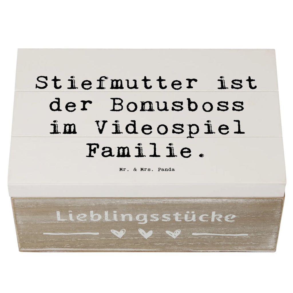 Holzkiste Spruch Stiefmutter Bonusboss Geschenkbox, XXL, Erinnerungsbox, Schatulle, Schatzkiste, Erinnerungskiste, Aufbewahrungsbox, Dekokiste, Kiste, Holzkiste, Truhe, Geschenkdose, Familie, Vatertag, Muttertag, Bruder, Schwester, Mama, Papa, Oma, Opa