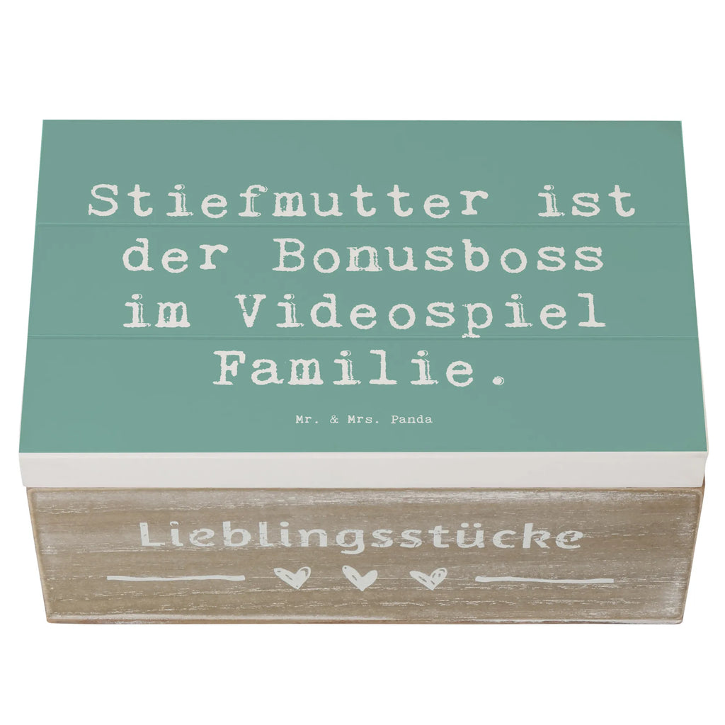 Holzkiste Spruch Stiefmutter Bonusboss Geschenkbox, XXL, Erinnerungsbox, Schatulle, Schatzkiste, Erinnerungskiste, Aufbewahrungsbox, Dekokiste, Kiste, Holzkiste, Truhe, Geschenkdose, Familie, Vatertag, Muttertag, Bruder, Schwester, Mama, Papa, Oma, Opa