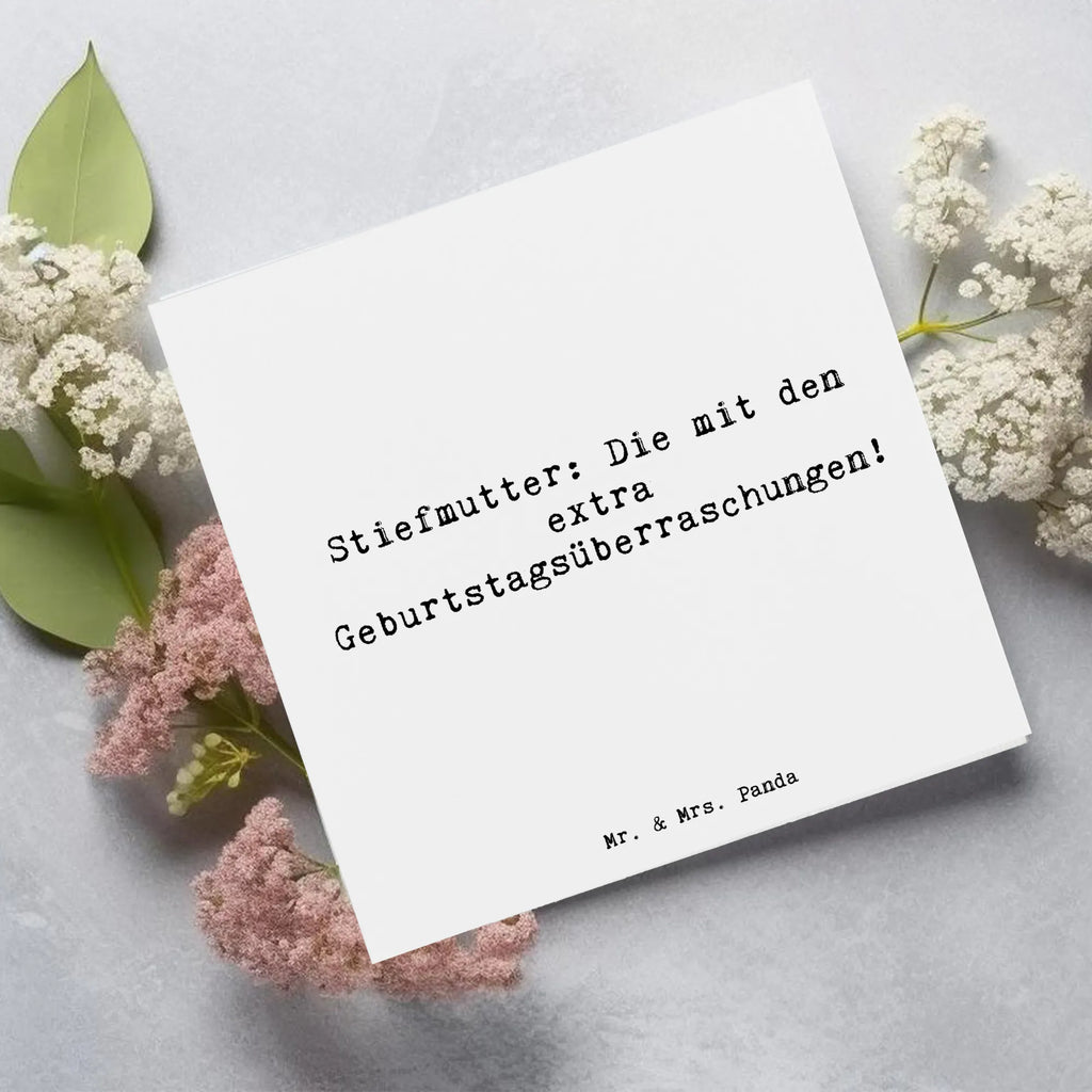 Deluxe Karte Spruch Stiefmutter Überraschungen Klappkarte, Grußkarte, Glückwunschkarte, Geburtstagskarte, Hochzeitskarte, Hochwertige Grußkarte, Karte, Einladungskarte, Hochwertige Klappkarte, Familie, Vatertag, Muttertag, Bruder, Schwester, Mama, Papa, Oma, Opa