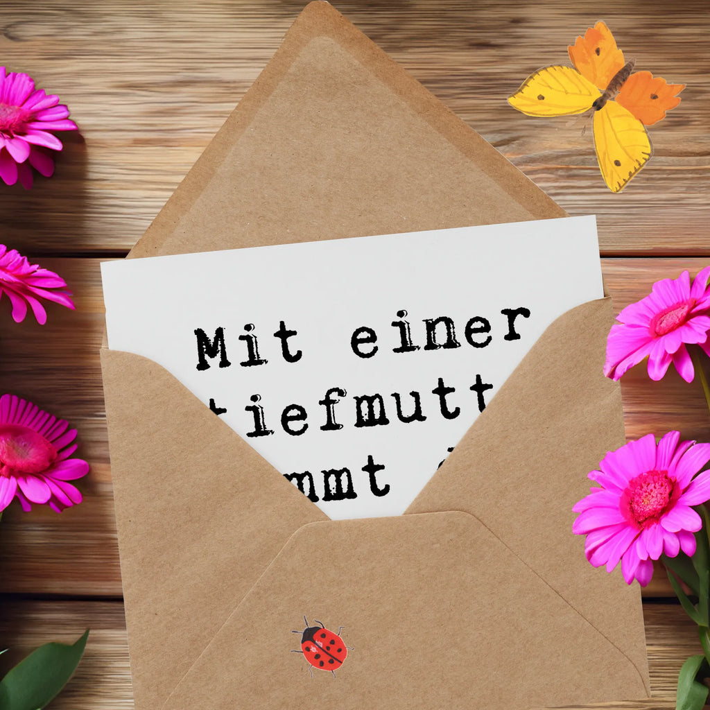 Deluxe Card Saying Mit einer Stiefmutter kommt das Upgrade fürs Herz. Hochzeitskarte, Hochwertige Grußkarte, Glückwunschkarte, Geburtstagskarte, Einladungskarte, Karte, Hochwertige Klappkarte, Grußkarte, Klappkarte, Familie, Vatertag, Muttertag, Bruder, Schwester, Mama, Papa, Oma, Opa