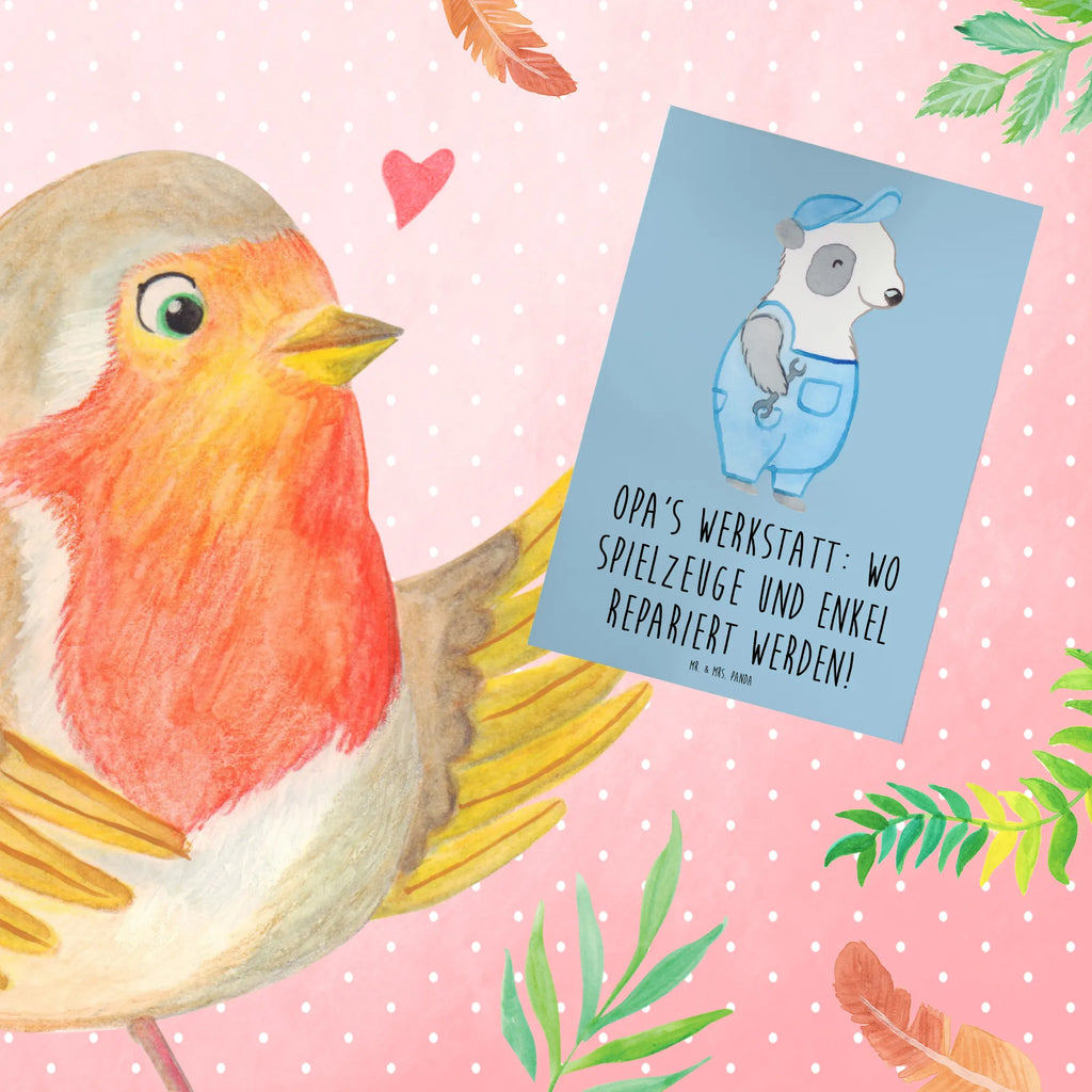 Greetings card Opa's Werkstatt: wo Spielzeuge und Enkel repariert werden! Ansichtskarten, Klappkarte, Grußkarte, Hochzeitskarte, Glückwunschkarte, Karte, Geburtstagskarte, Einladungskarte, Familie, Vatertag, Muttertag, Bruder, Schwester, Mama, Papa, Oma, Opa