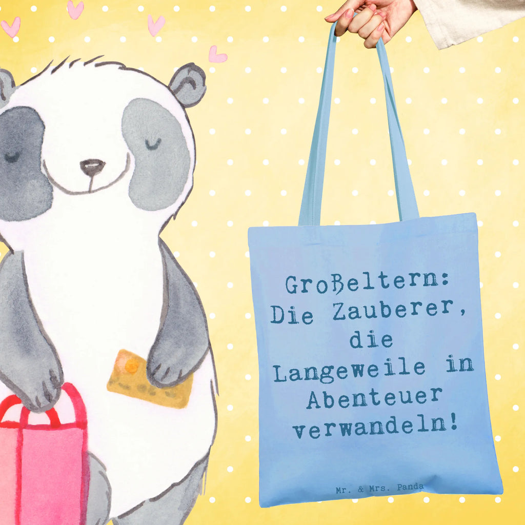 Tote bag Saying Großeltern: Die Zauberer, die Langeweile in Abenteuer verwandeln! Schultertasche, Beutel, Einkaufstüte, Laptoptasche, Strandtasche, Umhängetasche, Jutebeutel, Jutetasche, Einkaufstasche, Stofftasche, Shopper, Beuteltasche, Badetasche, Tragetasche, Tasche, Stoffbeutel, Familie, Vatertag, Muttertag, Bruder, Schwester, Mama, Papa, Oma, Opa