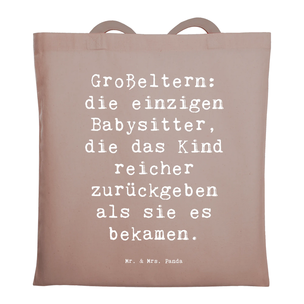 Tote bag Saying Großeltern: die einzigen Babysitter, die das Kind reicher zurückgeben als sie es bekamen. Beuteltasche, Beutel, Einkaufstasche, Jutebeutel, Stoffbeutel, Tasche, Shopper, Umhängetasche, Strandtasche, Schultertasche, Stofftasche, Tragetasche, Badetasche, Jutetasche, Einkaufstüte, Laptoptasche, Familie, Vatertag, Muttertag, Bruder, Schwester, Mama, Papa, Oma, Opa