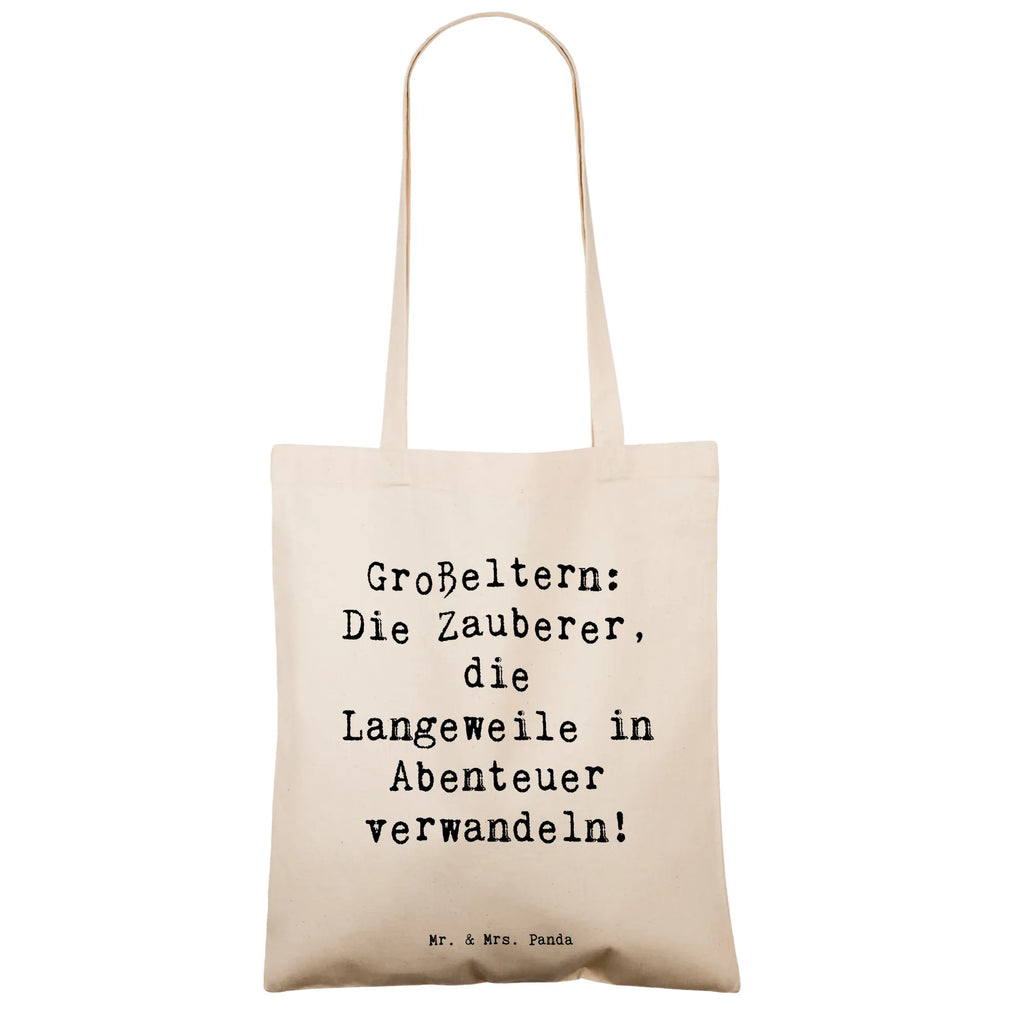 Tote bag Saying Großeltern: Die Zauberer, die Langeweile in Abenteuer verwandeln! Schultertasche, Beutel, Einkaufstüte, Laptoptasche, Strandtasche, Umhängetasche, Jutebeutel, Jutetasche, Einkaufstasche, Stofftasche, Shopper, Beuteltasche, Badetasche, Tragetasche, Tasche, Stoffbeutel, Familie, Vatertag, Muttertag, Bruder, Schwester, Mama, Papa, Oma, Opa