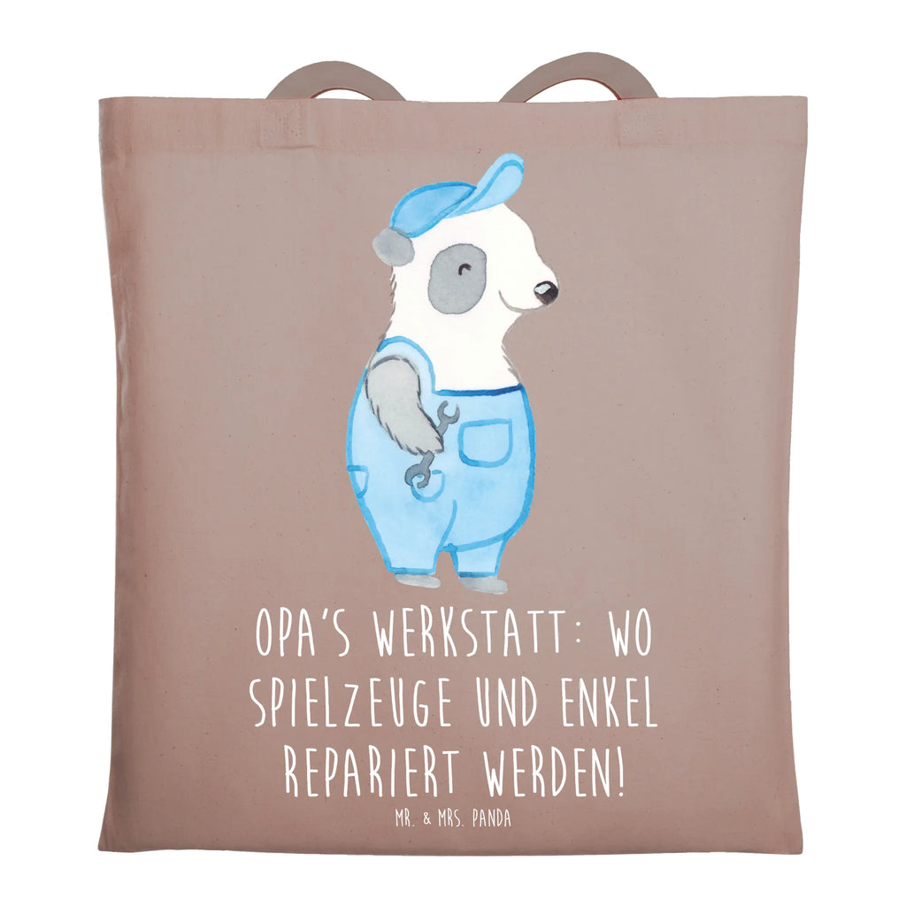 Tote bag Opa's Werkstatt: wo Spielzeuge und Enkel repariert werden! Umhängetasche, Tasche, Jutetasche, Jutebeutel, Beutel, Tragetasche, Stoffbeutel, Laptoptasche, Stofftasche, Badetasche, Schultertasche, Strandtasche, Einkaufstüte, Beuteltasche, Einkaufstasche, Shopper, Familie, Vatertag, Muttertag, Bruder, Schwester, Mama, Papa, Oma, Opa