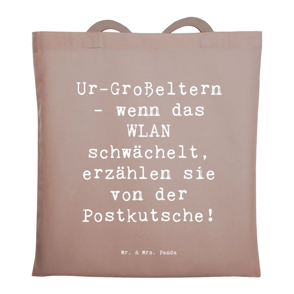 Tote bag Saying Ur-Großeltern - wenn das WLAN schwächelt, erzählen sie von der Postkutsche! Stofftasche, Strandtasche, Tragetasche, Einkaufstüte, Beutel, Beuteltasche, Stoffbeutel, Jutetasche, Umhängetasche, Laptoptasche, Tasche, Schultertasche, Einkaufstasche, Jutebeutel, Shopper, Badetasche, Familie, Vatertag, Muttertag, Bruder, Schwester, Mama, Papa, Oma, Opa