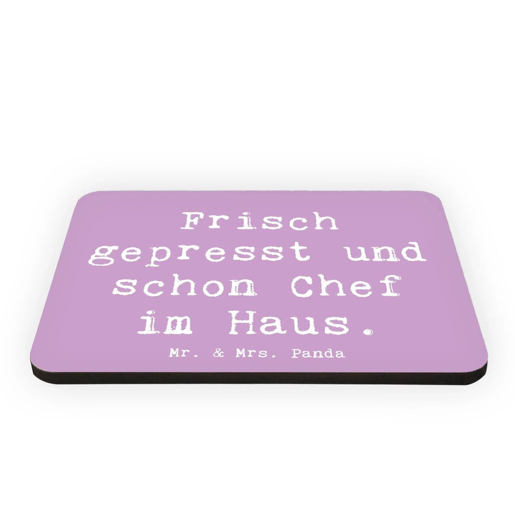 Magnet Saying Frisch gepresst und schon Chef im Haus. Kühlschrankmagnet, Pinnwandmagnet, Souvenir Magnet, Motivmagnete, Dekomagnet, Whiteboard Magnet, Notiz Magnet, Kühlschrank Dekoration, Familie, Vatertag, Muttertag, Bruder, Schwester, Mama, Papa, Oma, Opa