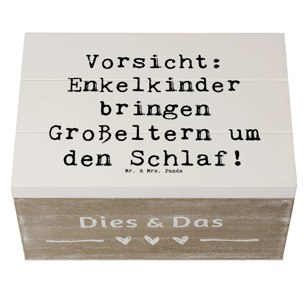 Wooden chest Saying Vorsicht: Enkelkinder bringen Großeltern um den Schlaf! XXL, Erinnerungskiste, Schatzkiste, Schatulle, Aufbewahrungsbox, Geschenkbox, Erinnerungsbox, Truhe, Kiste, Dekokiste, Geschenkdose, Holzkiste, Familie, Vatertag, Muttertag, Bruder, Schwester, Mama, Papa, Oma, Opa