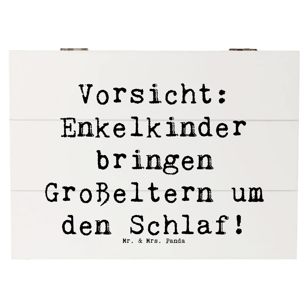 Wooden chest Saying Vorsicht: Enkelkinder bringen Großeltern um den Schlaf! XXL, Erinnerungskiste, Schatzkiste, Schatulle, Aufbewahrungsbox, Geschenkbox, Erinnerungsbox, Truhe, Kiste, Dekokiste, Geschenkdose, Holzkiste, Familie, Vatertag, Muttertag, Bruder, Schwester, Mama, Papa, Oma, Opa