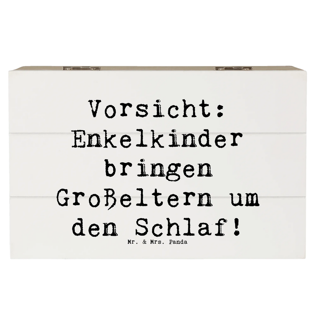 Wooden chest Saying Vorsicht: Enkelkinder bringen Großeltern um den Schlaf! XXL, Erinnerungskiste, Schatzkiste, Schatulle, Aufbewahrungsbox, Geschenkbox, Erinnerungsbox, Truhe, Kiste, Dekokiste, Geschenkdose, Holzkiste, Familie, Vatertag, Muttertag, Bruder, Schwester, Mama, Papa, Oma, Opa