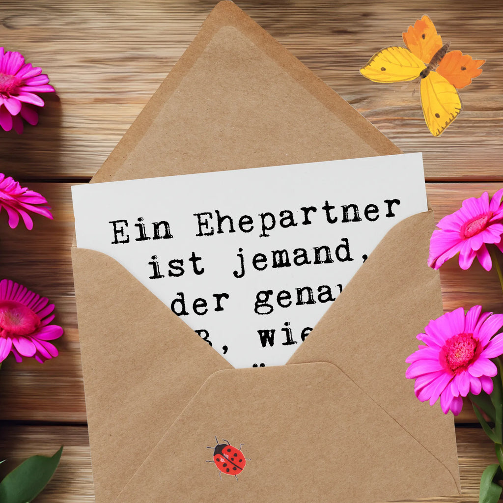 Deluxe Card Saying Ein Ehepartner ist jemand, der genau weiß, wie man dich ärgert, aber wählt, es nicht zu tun. Karte, Hochzeitskarte, Glückwunschkarte, Klappkarte, Geburtstagskarte, Hochwertige Klappkarte, Hochwertige Grußkarte, Einladungskarte, Grußkarte, Familie, Vatertag, Muttertag, Bruder, Schwester, Mama, Papa, Oma, Opa
