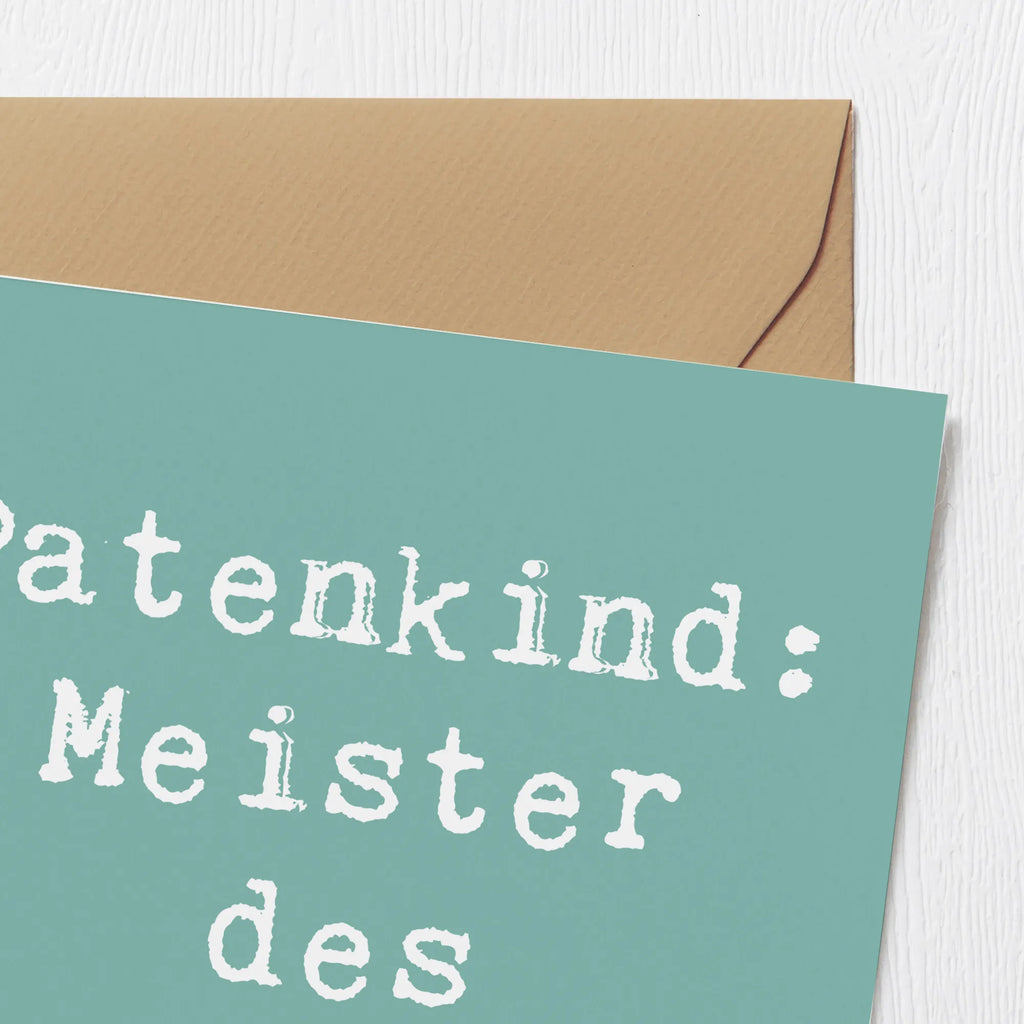 Deluxe Card Saying Patenkind: Meister des Chaos! Einladungskarte, Grußkarte, Karte, Klappkarte, Hochwertige Klappkarte, Hochzeitskarte, Hochwertige Grußkarte, Geburtstagskarte, Glückwunschkarte, Familie, Vatertag, Muttertag, Bruder, Schwester, Mama, Papa, Oma, Opa