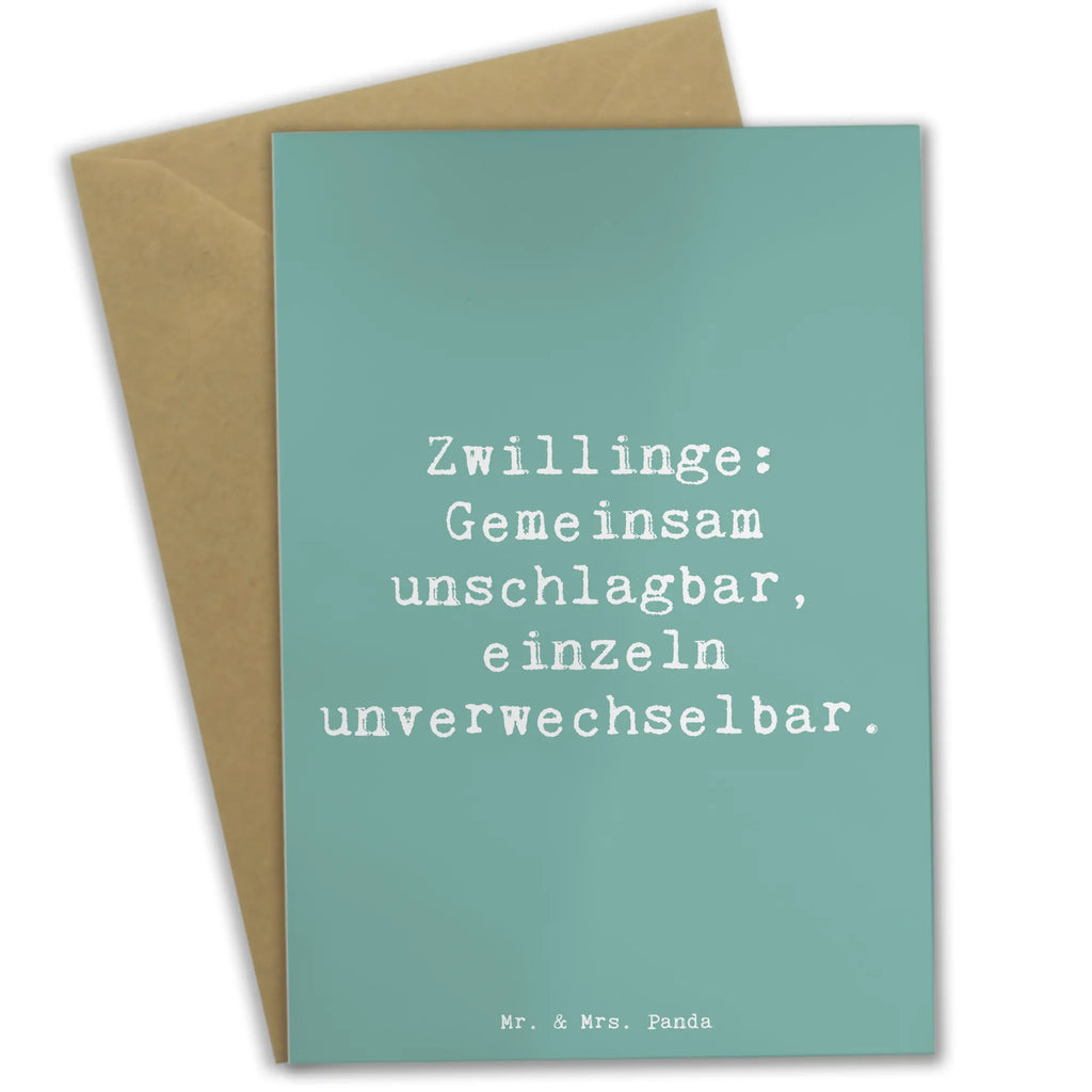 Greetings card Saying Zwillinge: Gemeinsam unschlagbar, einzeln unverwechselbar. Grußkarte, Klappkarte, Einladungskarte, Glückwunschkarte, Hochzeitskarte, Geburtstagskarte, Karte, Ansichtskarten, Familie, Vatertag, Muttertag, Bruder, Schwester, Mama, Papa, Oma, Opa