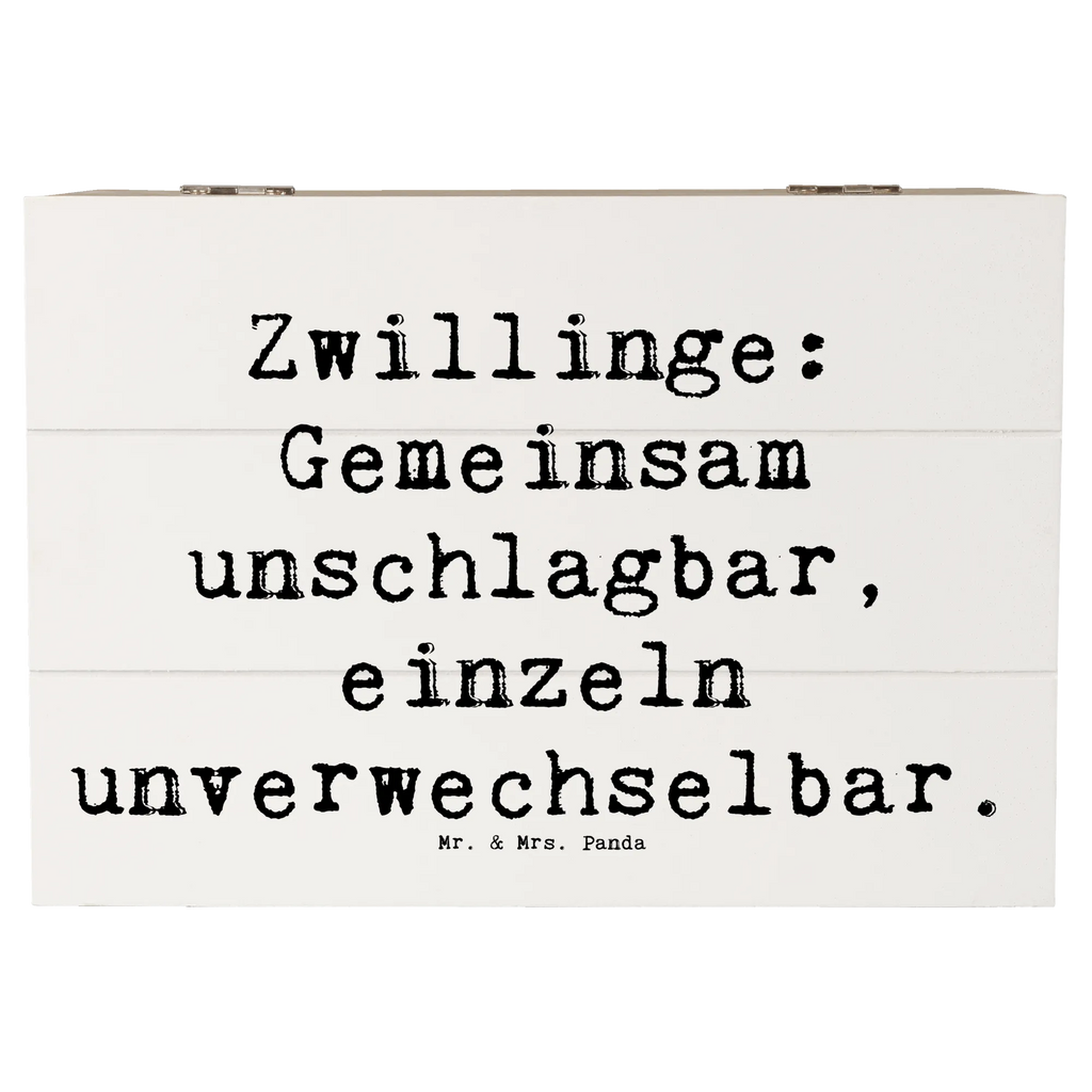 Wooden chest Saying Zwillinge: Gemeinsam unschlagbar, einzeln unverwechselbar. Holzkiste, Kiste, Dekokiste, Schatzkiste, Erinnerungskiste, Erinnerungsbox, Geschenkbox, Geschenkdose, Truhe, Schatulle, XXL, Aufbewahrungsbox, Familie, Vatertag, Muttertag, Bruder, Schwester, Mama, Papa, Oma, Opa