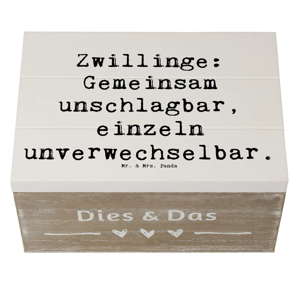 Wooden chest Saying Zwillinge: Gemeinsam unschlagbar, einzeln unverwechselbar. Holzkiste, Kiste, Dekokiste, Schatzkiste, Erinnerungskiste, Erinnerungsbox, Geschenkbox, Geschenkdose, Truhe, Schatulle, XXL, Aufbewahrungsbox, Familie, Vatertag, Muttertag, Bruder, Schwester, Mama, Papa, Oma, Opa