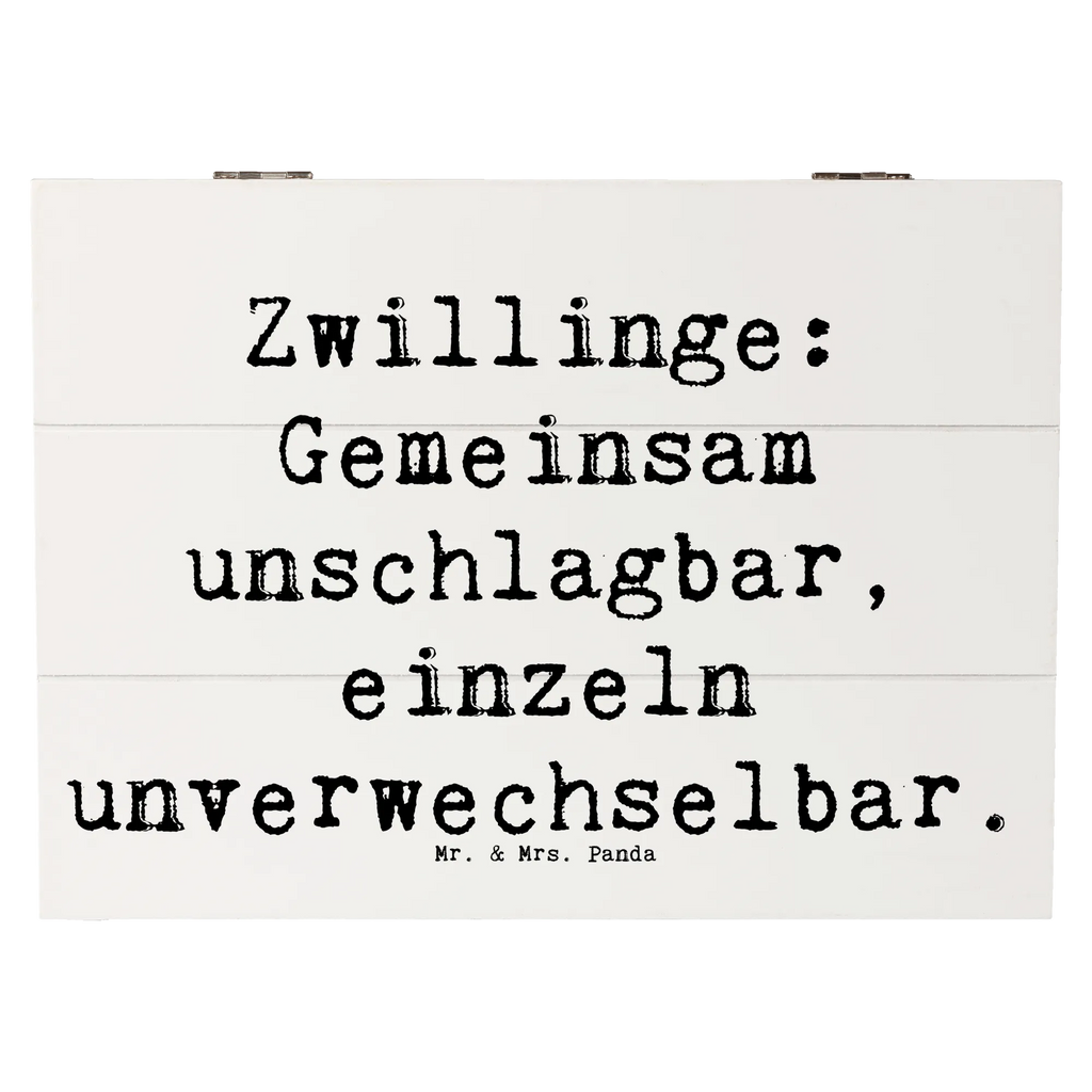 Wooden chest Saying Zwillinge: Gemeinsam unschlagbar, einzeln unverwechselbar. Holzkiste, Kiste, Dekokiste, Schatzkiste, Erinnerungskiste, Erinnerungsbox, Geschenkbox, Geschenkdose, Truhe, Schatulle, XXL, Aufbewahrungsbox, Familie, Vatertag, Muttertag, Bruder, Schwester, Mama, Papa, Oma, Opa