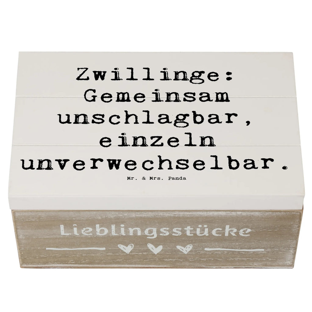 Wooden chest Saying Zwillinge: Gemeinsam unschlagbar, einzeln unverwechselbar. Holzkiste, Kiste, Dekokiste, Schatzkiste, Erinnerungskiste, Erinnerungsbox, Geschenkbox, Geschenkdose, Truhe, Schatulle, XXL, Aufbewahrungsbox, Familie, Vatertag, Muttertag, Bruder, Schwester, Mama, Papa, Oma, Opa