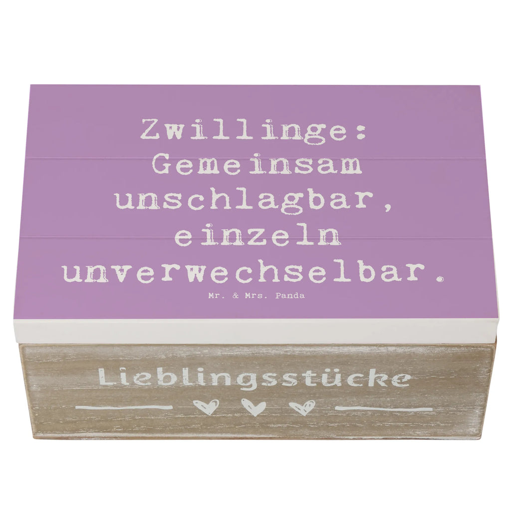 Wooden chest Saying Zwillinge: Gemeinsam unschlagbar, einzeln unverwechselbar. Holzkiste, Kiste, Dekokiste, Schatzkiste, Erinnerungskiste, Erinnerungsbox, Geschenkbox, Geschenkdose, Truhe, Schatulle, XXL, Aufbewahrungsbox, Familie, Vatertag, Muttertag, Bruder, Schwester, Mama, Papa, Oma, Opa
