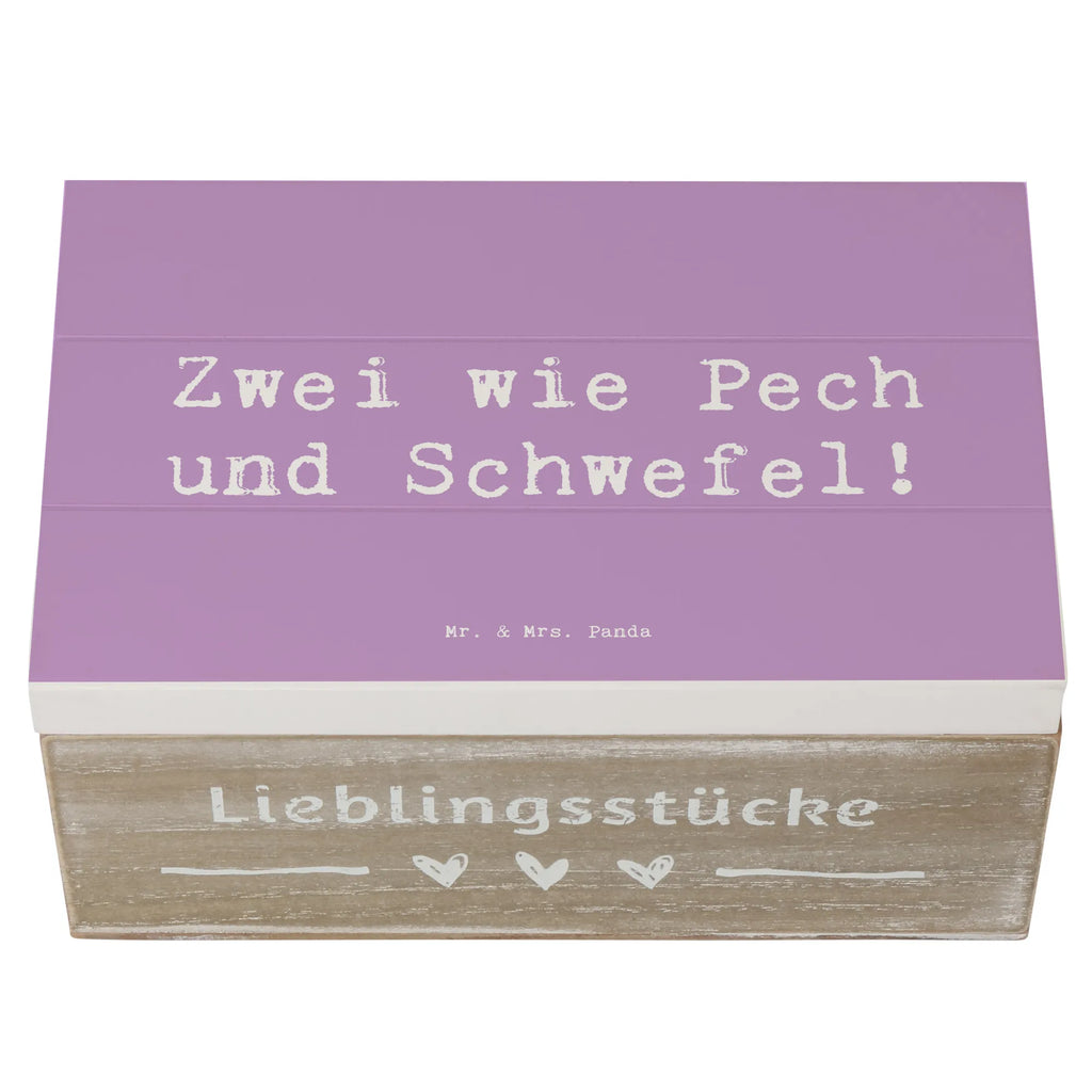 Wooden chest Saying Zwei wie Pech und Schwefel! Geschenkbox, Dekokiste, Erinnerungsbox, Truhe, Aufbewahrungsbox, Kiste, Schatzkiste, Erinnerungskiste, Holzkiste, XXL, Geschenkdose, Schatulle, Familie, Vatertag, Muttertag, Bruder, Schwester, Mama, Papa, Oma, Opa