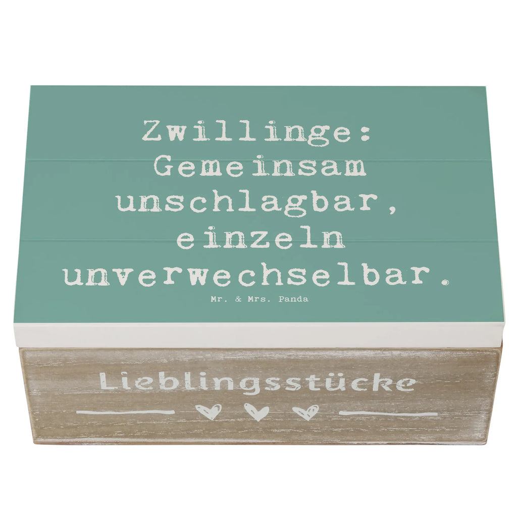 Wooden chest Saying Zwillinge: Gemeinsam unschlagbar, einzeln unverwechselbar. Holzkiste, Kiste, Dekokiste, Schatzkiste, Erinnerungskiste, Erinnerungsbox, Geschenkbox, Geschenkdose, Truhe, Schatulle, XXL, Aufbewahrungsbox, Familie, Vatertag, Muttertag, Bruder, Schwester, Mama, Papa, Oma, Opa