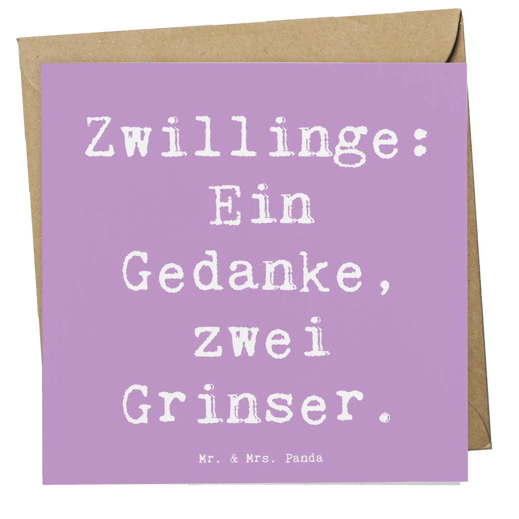 Deluxe Card Saying Zwillinge: Ein Gedanke, zwei Grinser. Hochwertige Klappkarte, Geburtstagskarte, Klappkarte, Einladungskarte, Grußkarte, Karte, Hochwertige Grußkarte, Glückwunschkarte, Hochzeitskarte, Familie, Vatertag, Muttertag, Bruder, Schwester, Mama, Papa, Oma, Opa