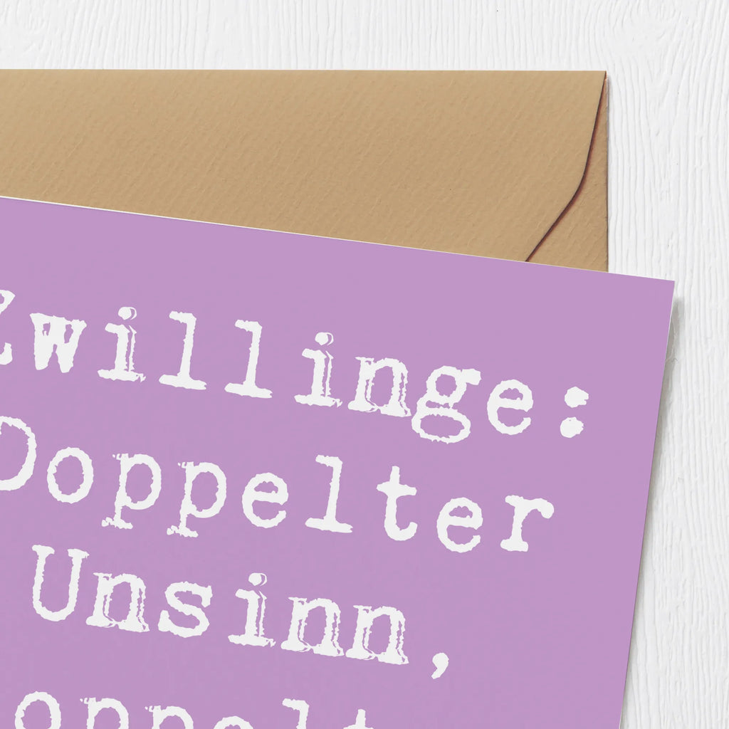 Deluxe Card Saying Zwillinge: Doppelter Unsinn, doppeltes Lachen! Geburtstagskarte, Glückwunschkarte, Hochwertige Grußkarte, Hochzeitskarte, Karte, Hochwertige Klappkarte, Klappkarte, Einladungskarte, Grußkarte, Familie, Vatertag, Muttertag, Bruder, Schwester, Mama, Papa, Oma, Opa