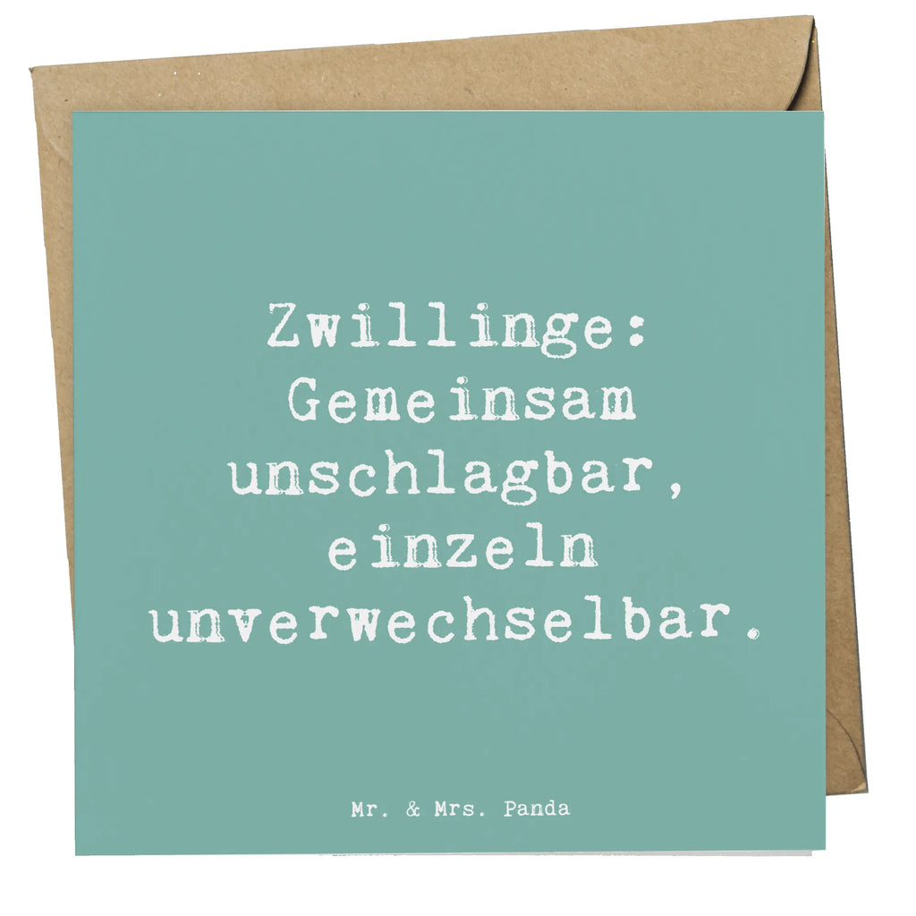 Deluxe Card Saying Zwillinge: Gemeinsam unschlagbar, einzeln unverwechselbar. Hochwertige Klappkarte, Einladungskarte, Glückwunschkarte, Hochzeitskarte, Grußkarte, Klappkarte, Hochwertige Grußkarte, Karte, Geburtstagskarte, Familie, Vatertag, Muttertag, Bruder, Schwester, Mama, Papa, Oma, Opa